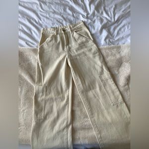 H&M Cream Straight Leg Cargo Pants